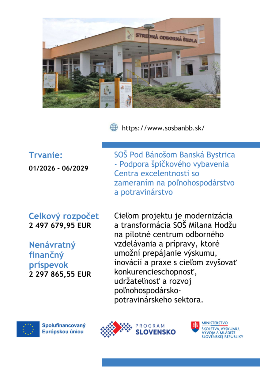 Cetrum excelentnosti so zameraním na poľnohospodárstvo a potravinárstvo